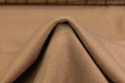 Double Faced Plaid Wool Coating - Camel