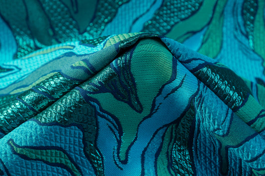 Abstract Metallic Matelassé Brocade - Blue / Green