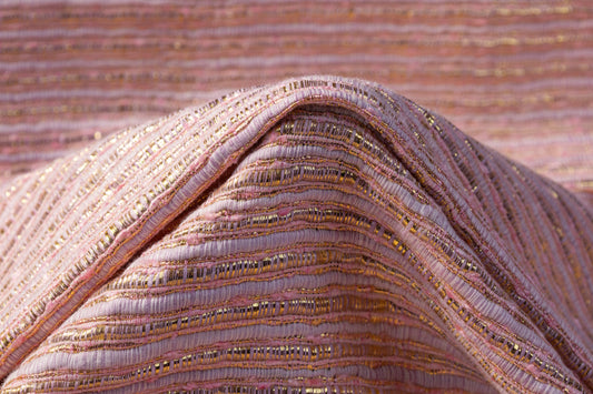 Metallic Viscose Chenille Tweed - Pink / Purple / Gold