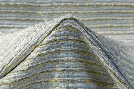 Metallic Viscose Chenille Tweed - Blue / Gold