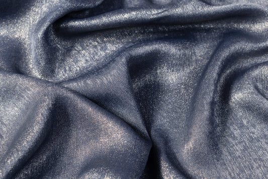 Shimmer Crepe de Chine - Blue Gray / Gold