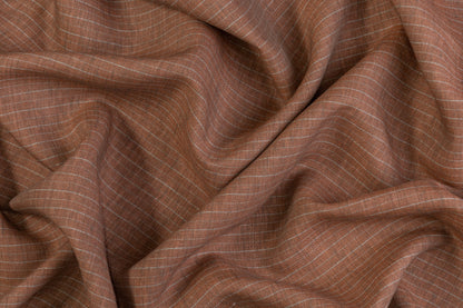 Pin Striped Italian Linen - Rust / White