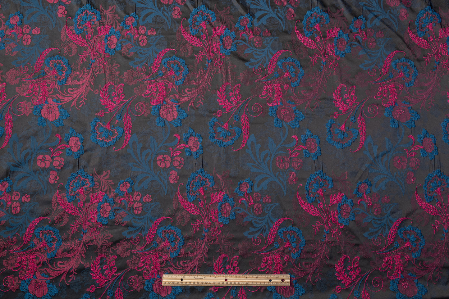 Floral Brocade - Royal Blue / Fuchsia