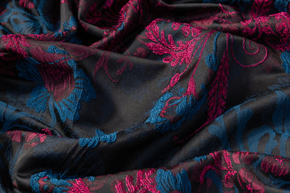 Floral Brocade - Royal Blue / Fuchsia