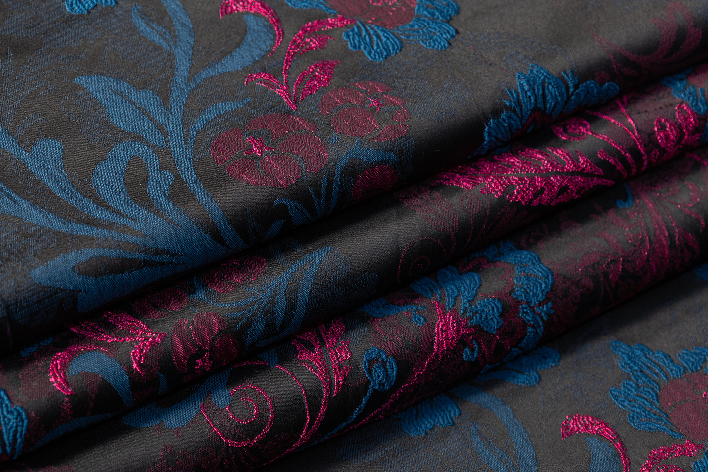 Floral Brocade - Royal Blue / Fuchsia