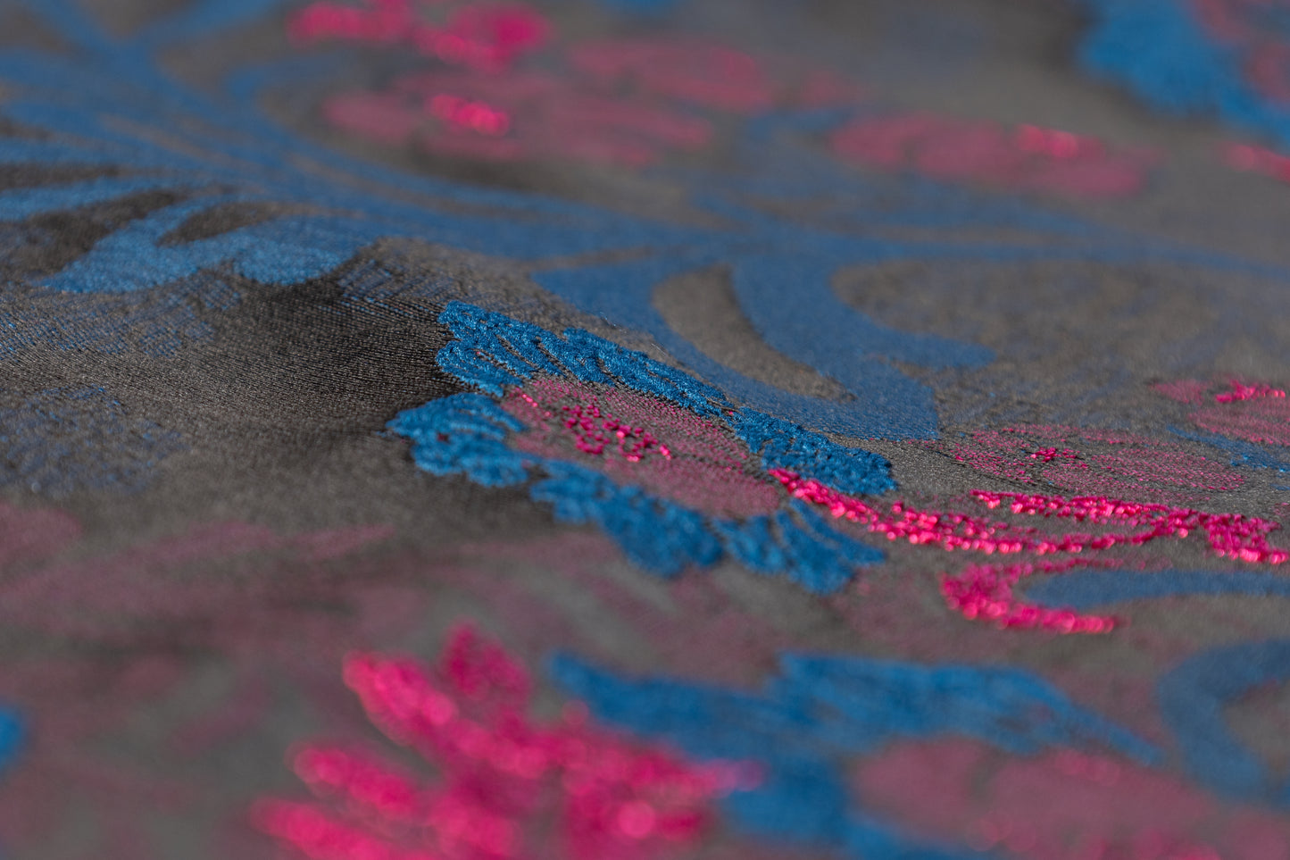 Floral Brocade - Royal Blue / Fuchsia