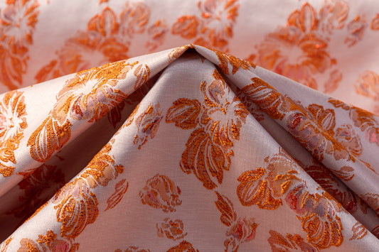 Floral Metallic Brocade - Orange