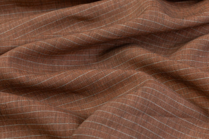 Pin Striped Italian Linen - Rust / White