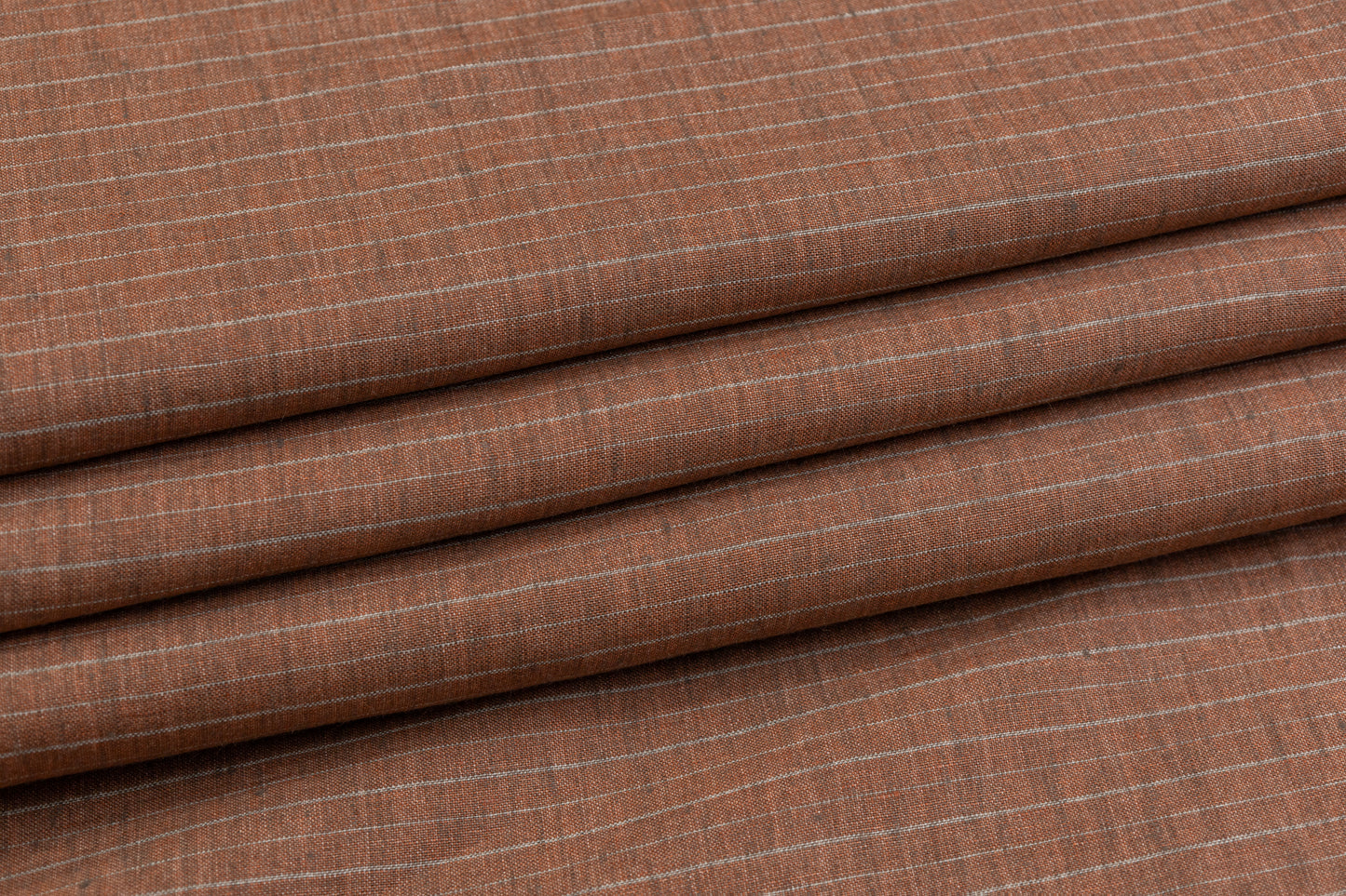 Pin Striped Italian Linen - Rust / White