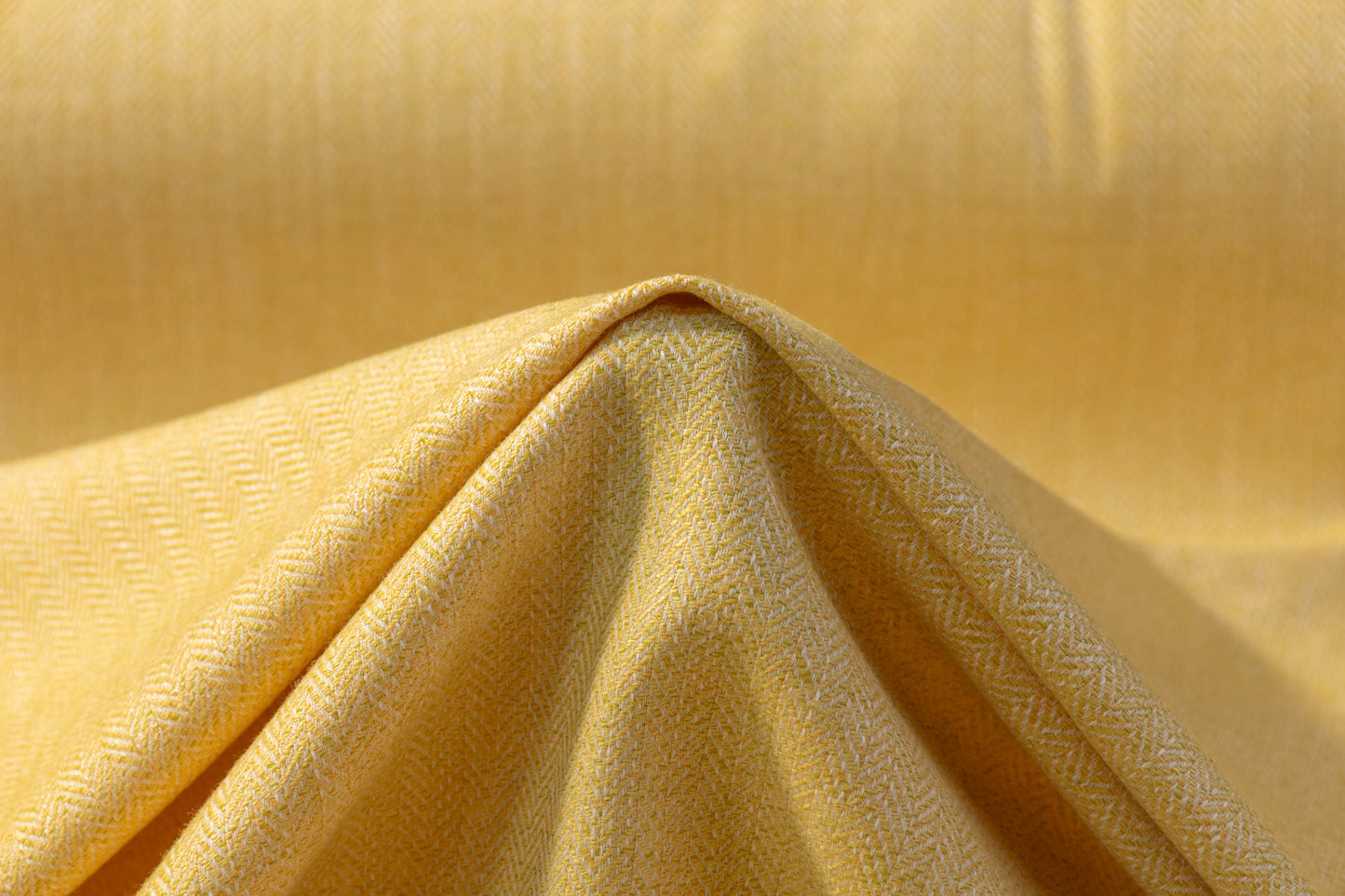 Italian Herringbone Camel Hair Wool Suiting - Yellow