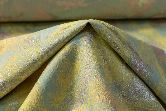 Abstract Metallic Cloqué Brocade - Yellow / Green / Pink