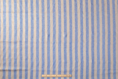 Striped Italian Linen - Blue / Light Taupe