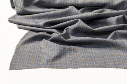 Checked Italian Wool Suiting - Blue / Taupe