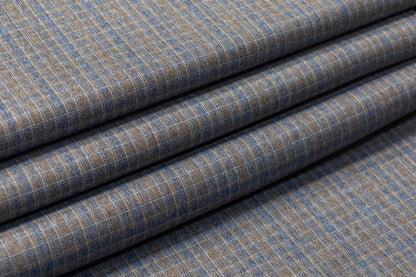 Checked Italian Wool Suiting - Blue / Taupe