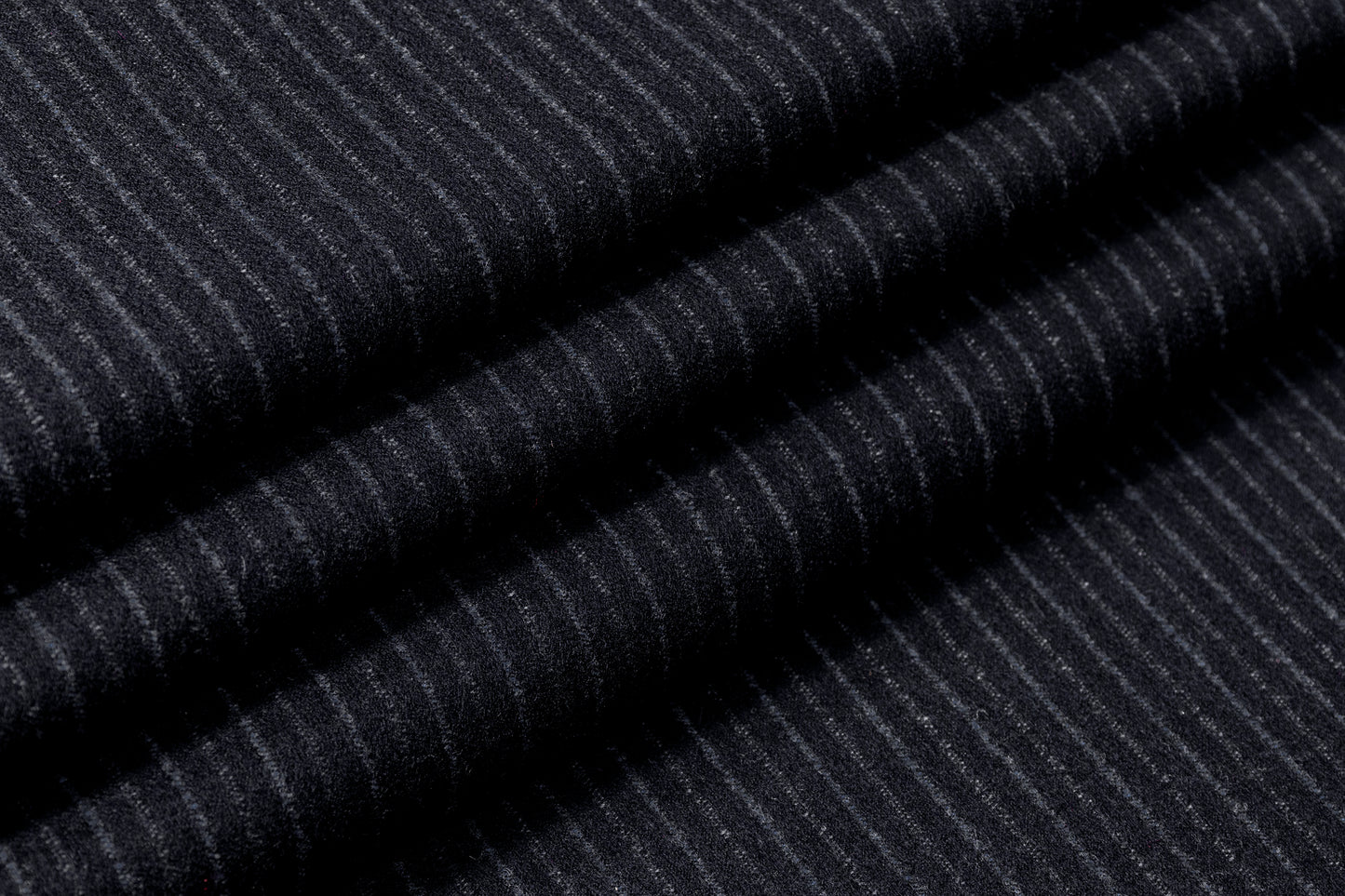 Striped Italian Wool Flannel Suiting - Dark Navy / Gray