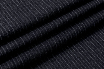 Striped Italian Wool Flannel Suiting - Dark Navy / Gray