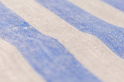 Striped Italian Linen - Blue / Light Taupe