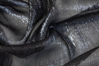 Silk Chiffon Lamé - Black / Silver