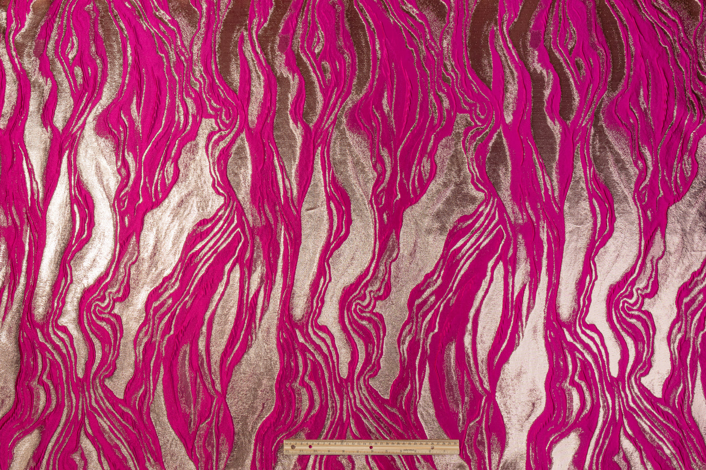 Abstract Metallic Italian Cloqué Brocade - Magenta