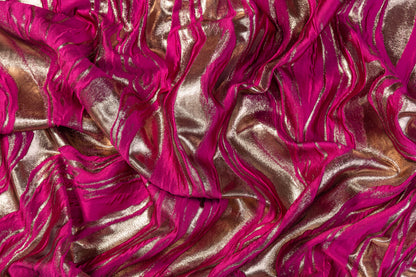 Abstract Metallic Italian Cloqué Brocade - Magenta