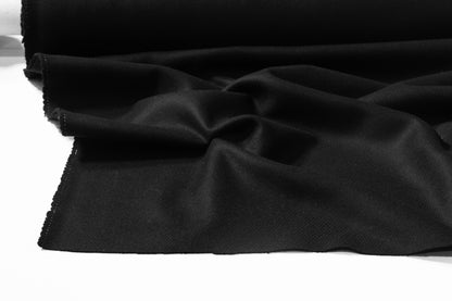 Double Faced Italian Wool Blend Twill Coating - Black