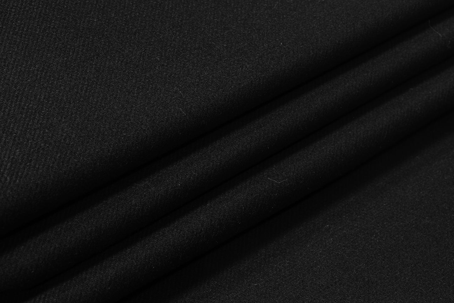 Double Faced Italian Wool Blend Twill Coating - Black