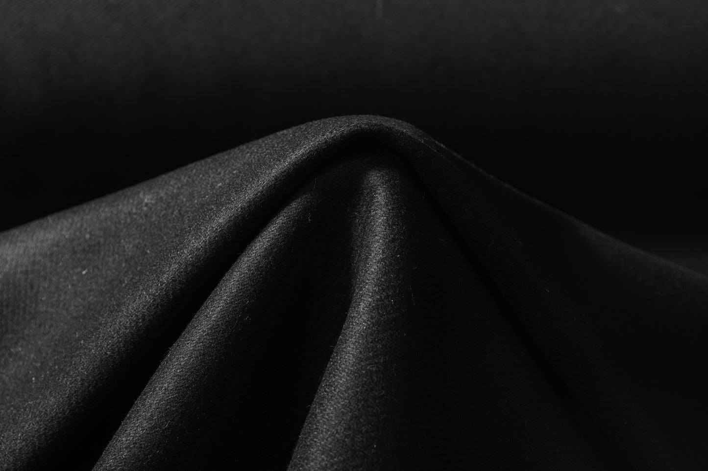 Double Faced Italian Wool Blend Twill Coating - Black