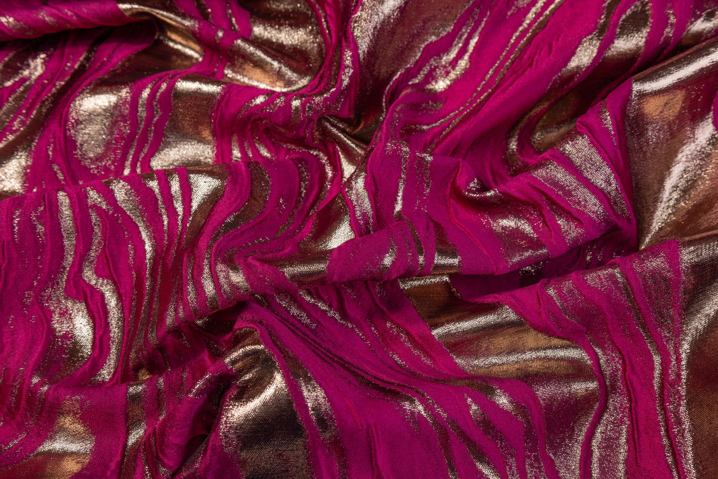 Abstract Metallic Italian Cloqué Brocade - Magenta