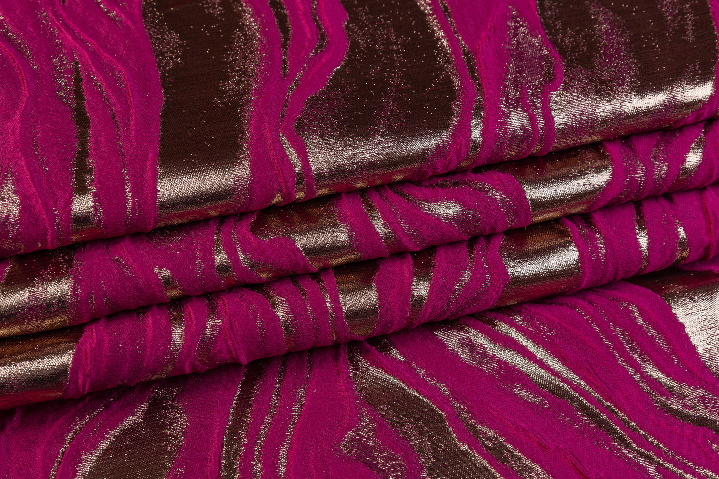 Abstract Metallic Italian Cloqué Brocade - Magenta