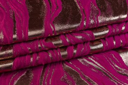 Abstract Metallic Italian Cloqué Brocade - Magenta