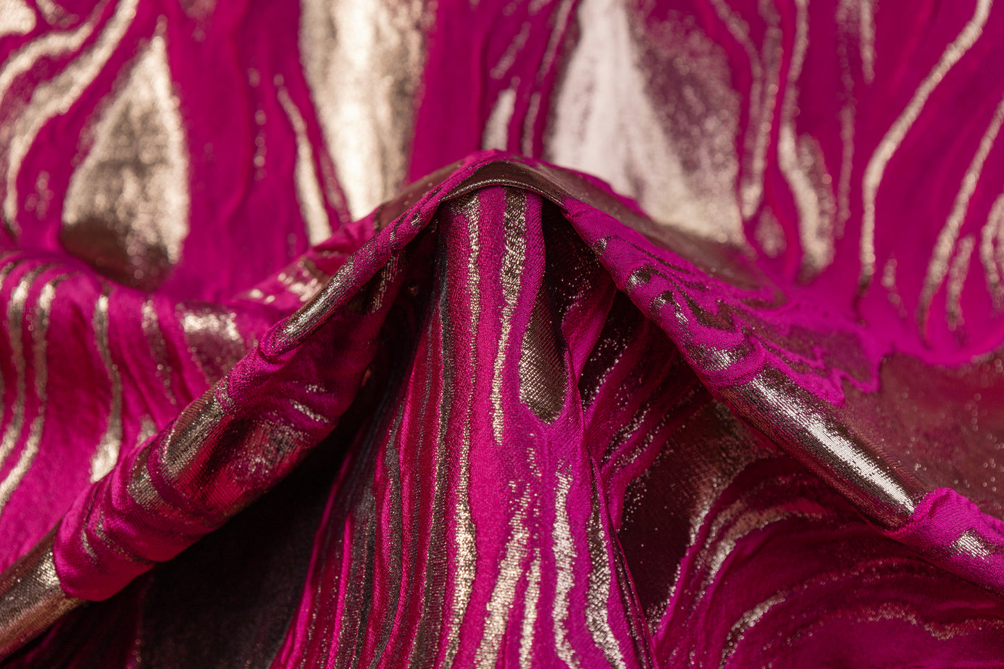 Abstract Metallic Italian Cloqué Brocade - Magenta