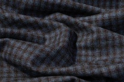 Checked Italian Wool Suiting - Blue / Brown