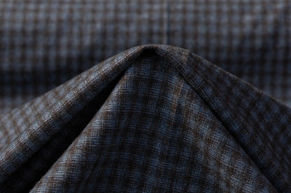 Checked Italian Wool Suiting - Blue / Brown