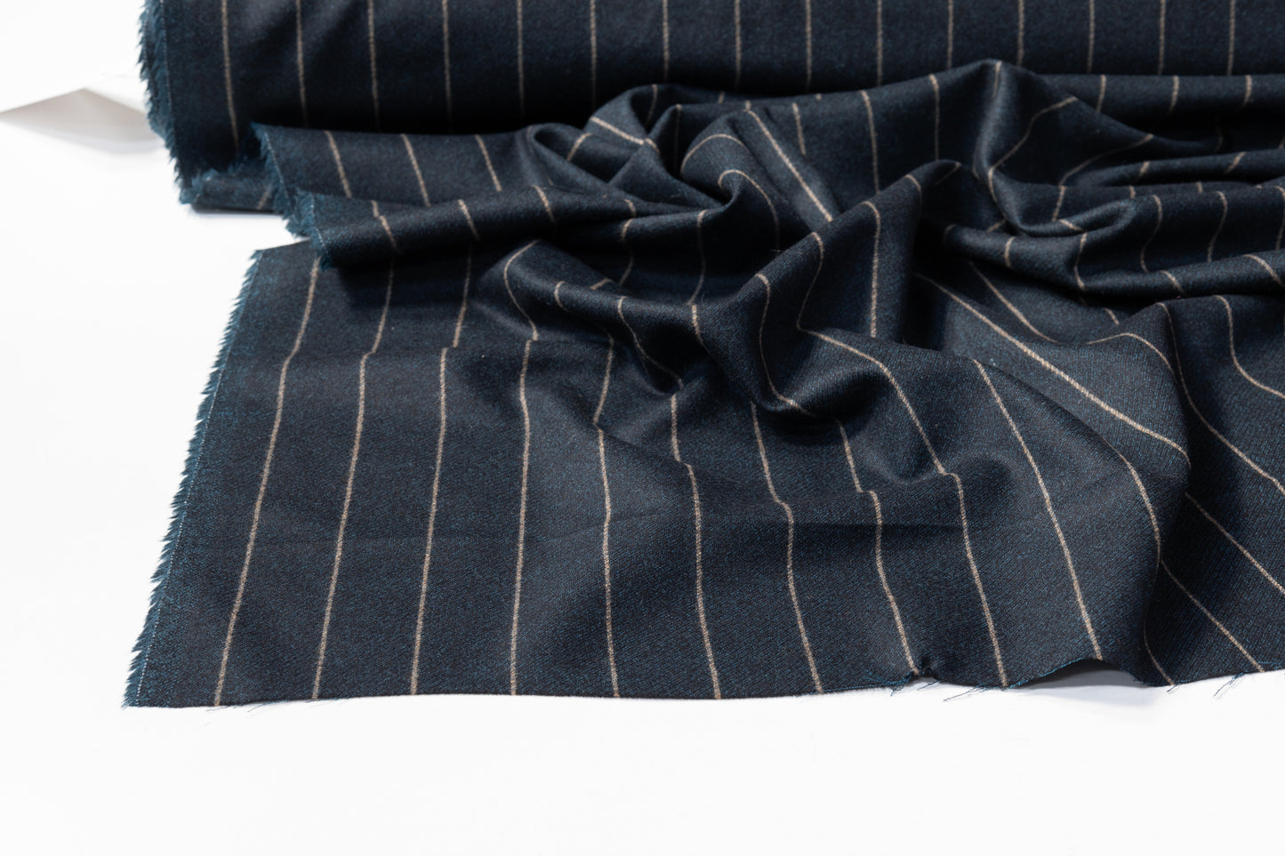 Agnona - Striped Italian Wool Cashmere Suiting - Blue / Tan