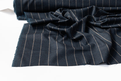 Agnona - Striped Italian Wool Cashmere Suiting - Blue / Tan