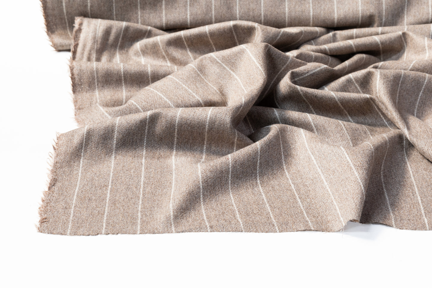 Agnona - Striped Italian Wool Cashmere Suiting - Taupe