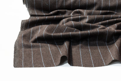 Agnona - Striped Italian Wool Cashmere Suiting - Brown / Blue