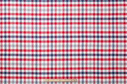 Checked Italian Wool Blend Coating - Red / Navy / White