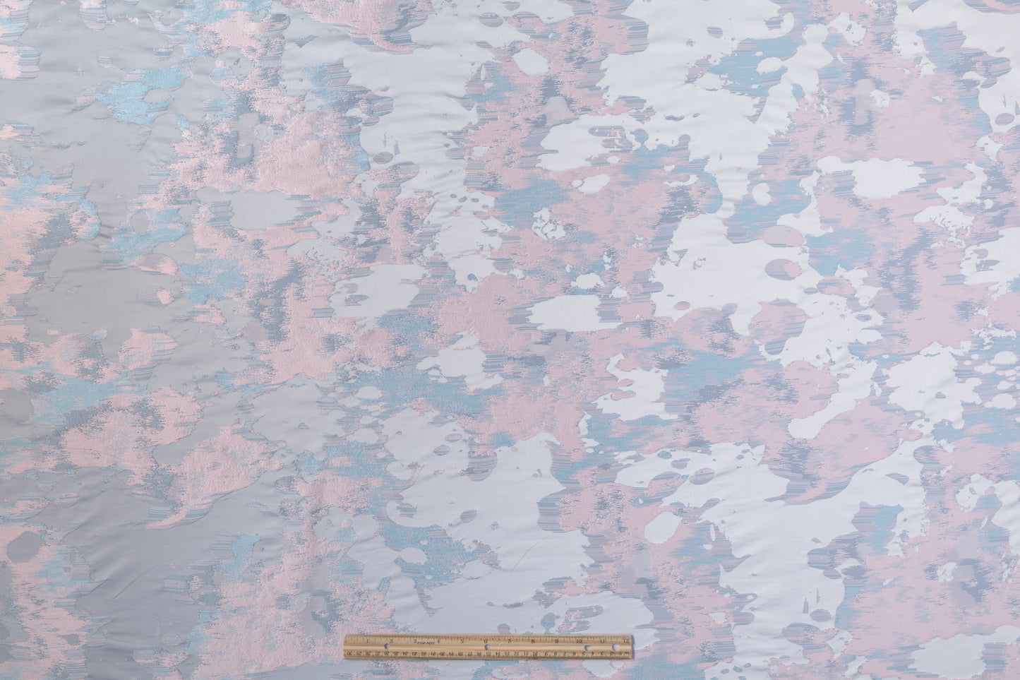 Abstract Italian Satin Brocade - Blue / Pink / Gray