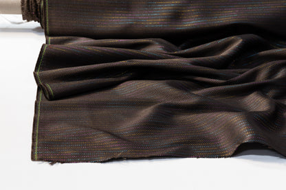 Metallic Striped Italian Brocade - Brown