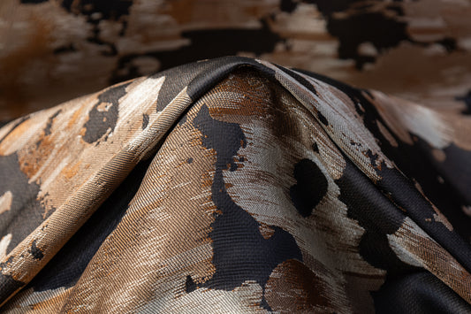 Abstract Italian Satin Brocade - Brown / Black