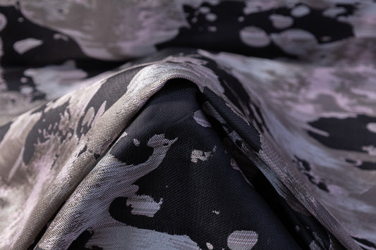 Abstract Italian Satin Brocade - Gray / Pink / Taupe