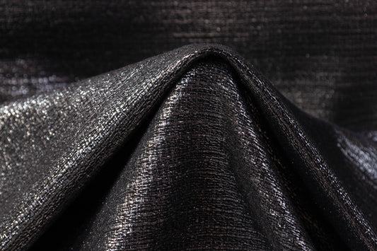 Laminated Italian Tweed - Black / Silver