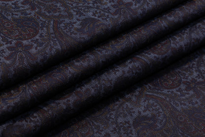 Paisley Italian Stretch Denim - Maroon / Blue / Gold