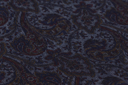 Paisley Italian Stretch Denim - Maroon / Blue / Gold