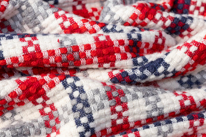 Checked Italian Wool Blend Coating - Red / Navy / White