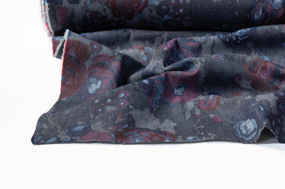 Abstract Italian Stretch Denim - Gray / Blue / Burgundy