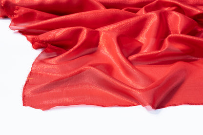 Italian Silk Chiffon Lamé - Red