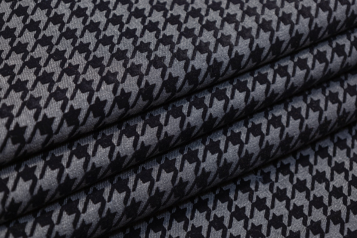 Houndstooth Flocked Italian Stretch Denim - Gray / Black