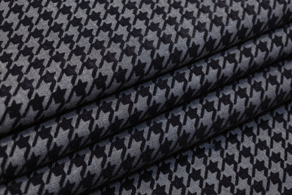 Houndstooth Flocked Italian Stretch Denim - Gray / Black